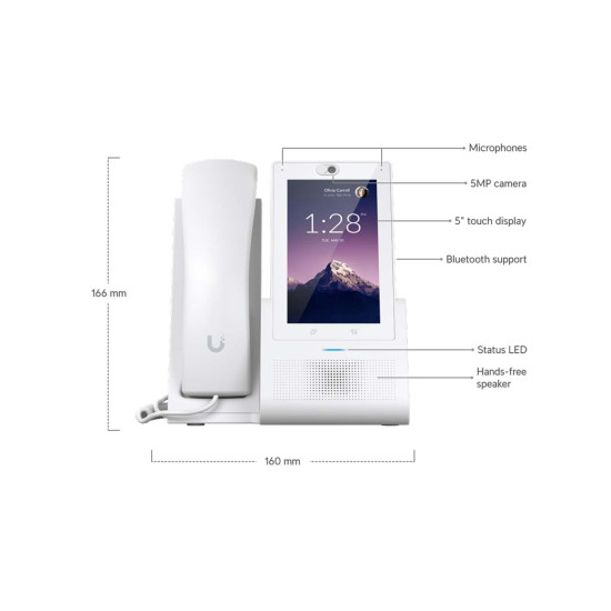 Telefon IP cu ecran tactil UniFi Ubiquiti G2 Touch, Alb, UTP-Touch-White